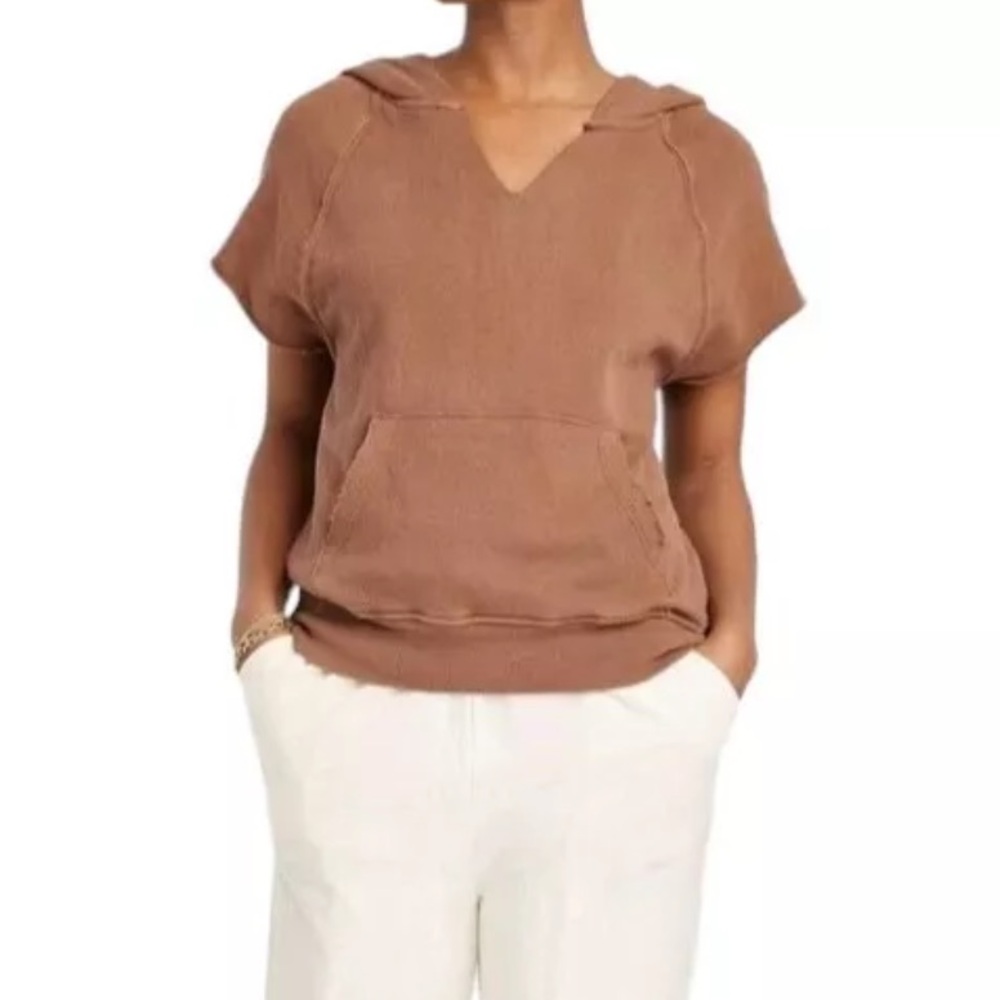 Universal Thread short sleeve distressed Hoodie Brownish Size L or XXL